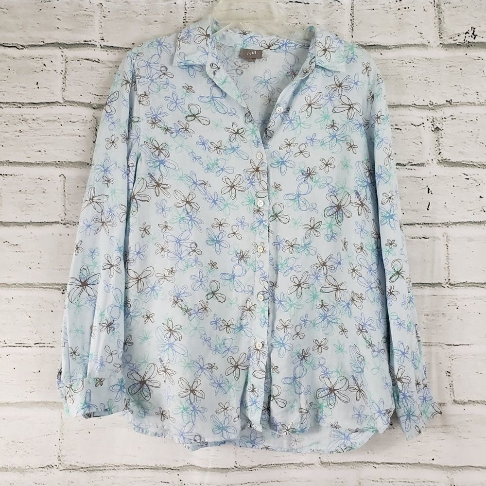 J. Jill floral long sleeve linen shirt small